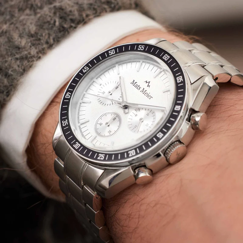 Mats Meier Arosa Racing Chronograaf HerrenUhr Silberfarbene MM50018