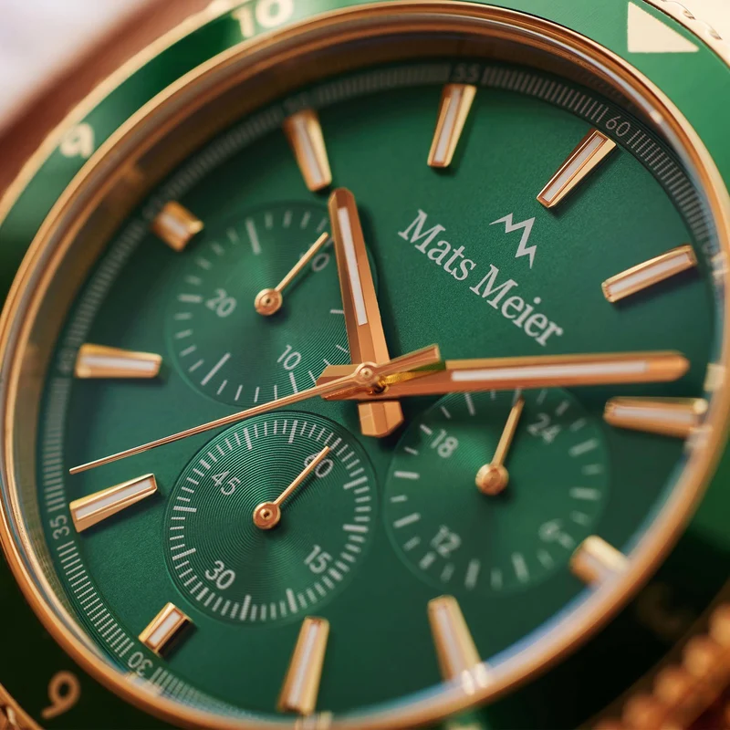 Mats Meier Ponte dei Salti Chronograaf HerrenUhr Goldfarbene und Groen MM00512