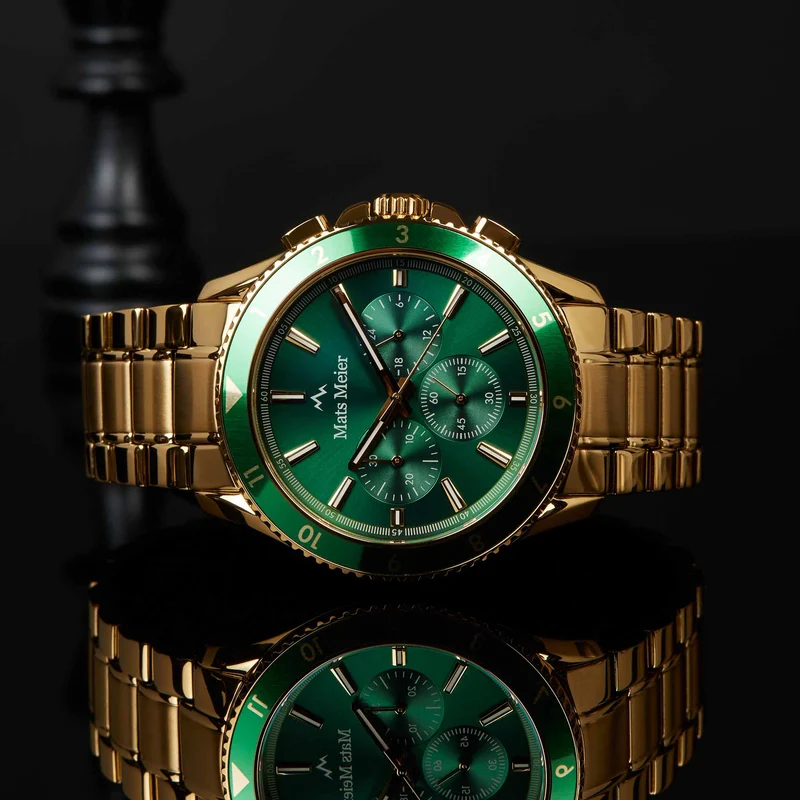 Mats Meier Ponte dei Salti Chronograaf HerrenUhr Goldfarbene und Groen MM00512