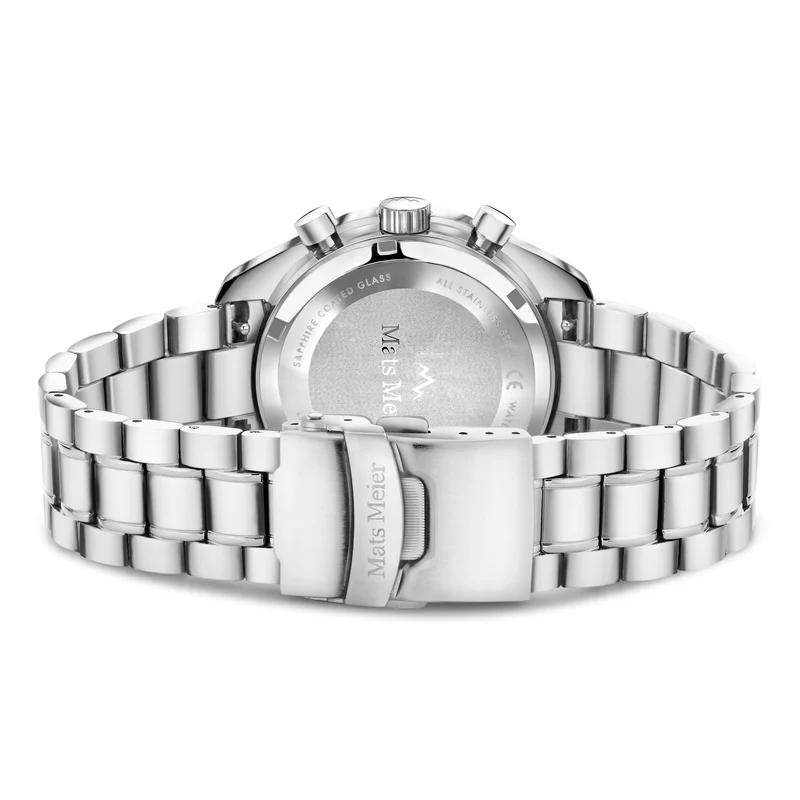 Mats Meier Arosa Racing Chronograaf HerrenUhr Silberfarbene und Wit MM50013