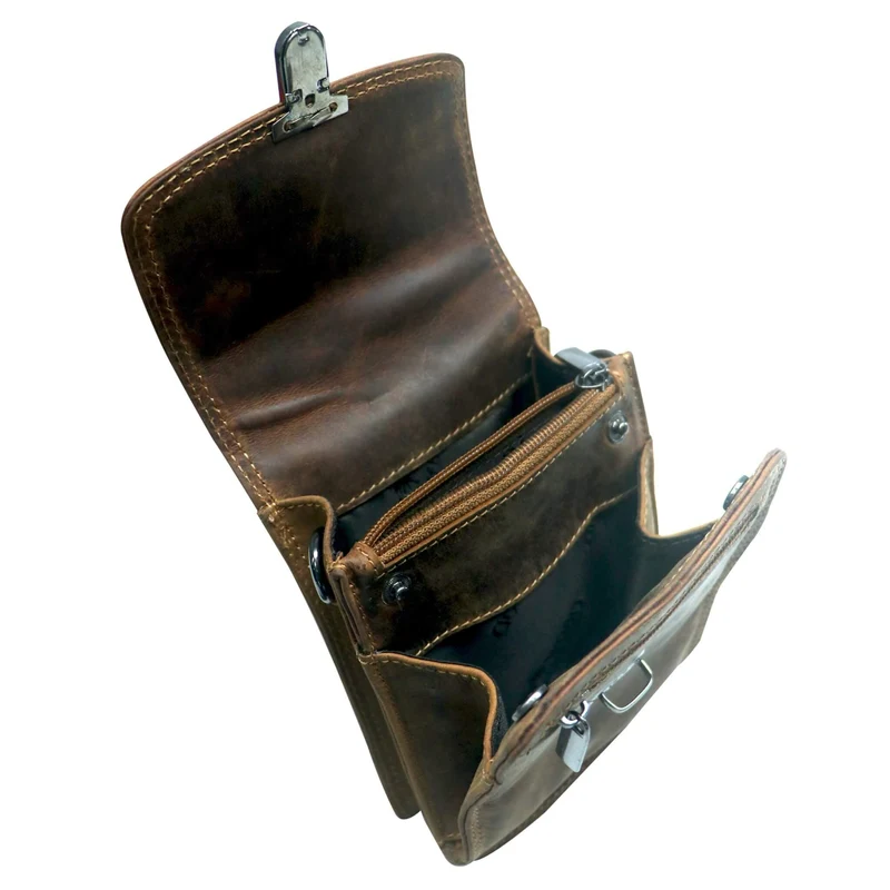 Eli Kleine Gürteltasche Leder mit Gürtelschlaufe und Schultergurt