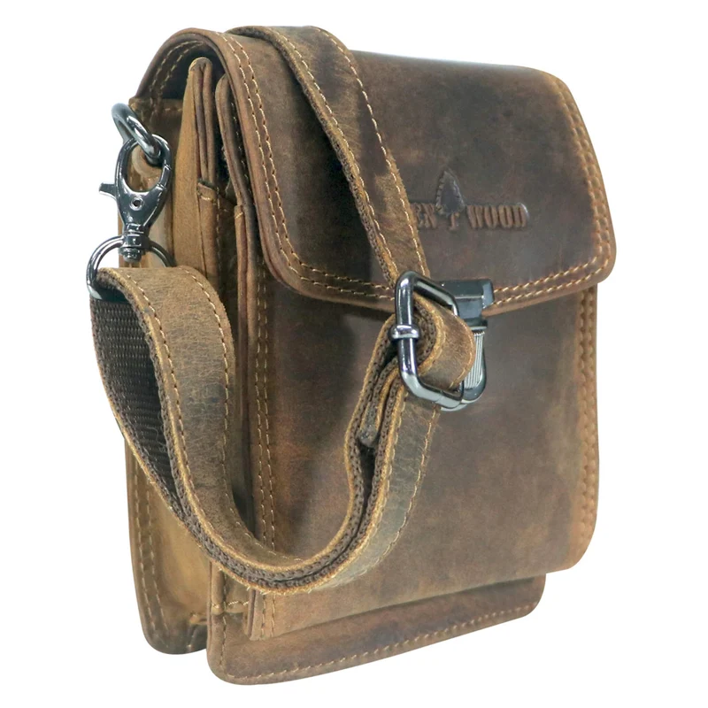 Eli Kleine Gürteltasche Leder mit Gürtelschlaufe und Schultergurt