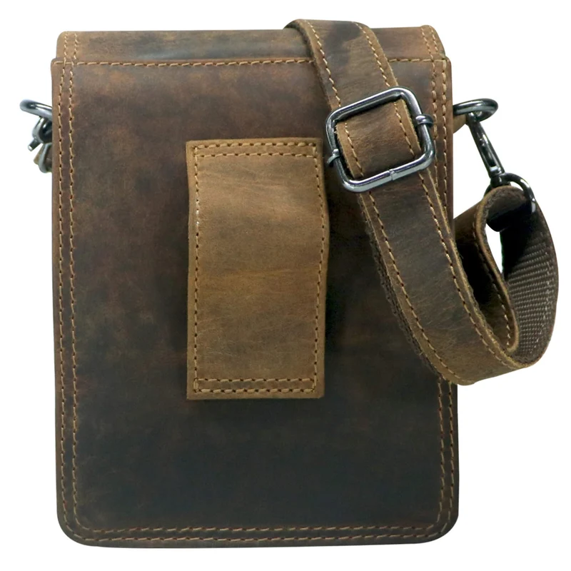 Eli Kleine Gürteltasche Leder mit Gürtelschlaufe und Schultergurt