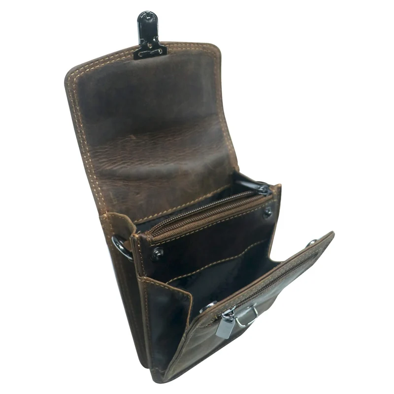 Eli Kleine Gürteltasche Leder mit Gürtelschlaufe und Schultergurt