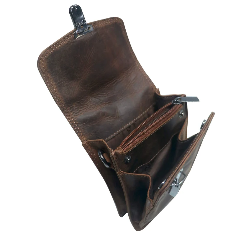 Eli Kleine Gürteltasche Leder mit Gürtelschlaufe und Schultergurt