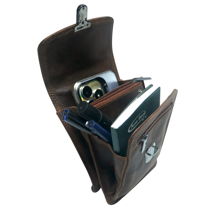 Eli Kleine Gürteltasche Leder mit Gürtelschlaufe und Schultergurt