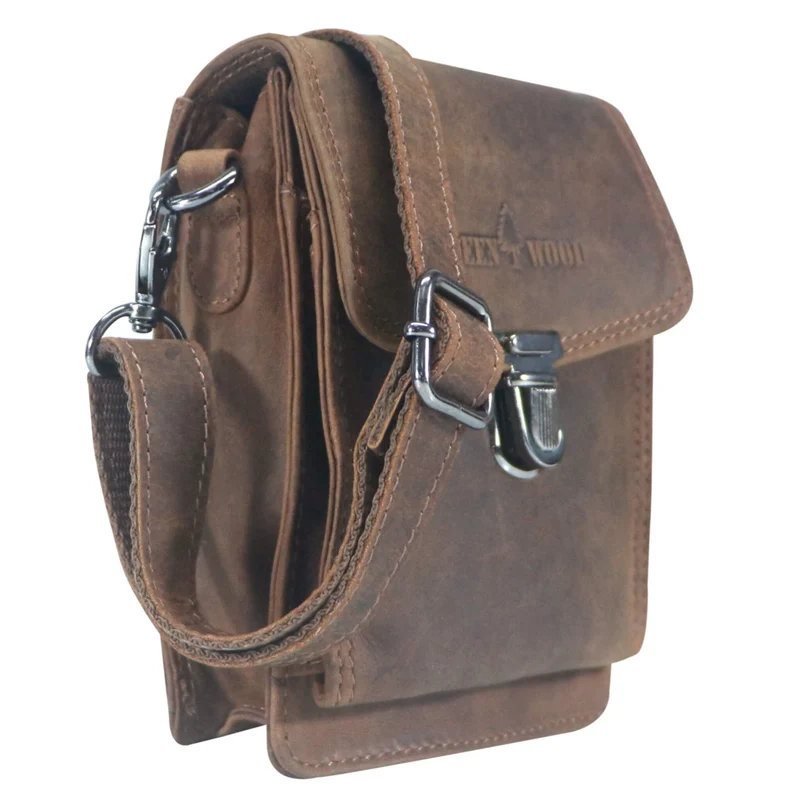 Eli Kleine Gürteltasche Leder mit Gürtelschlaufe und Schultergurt