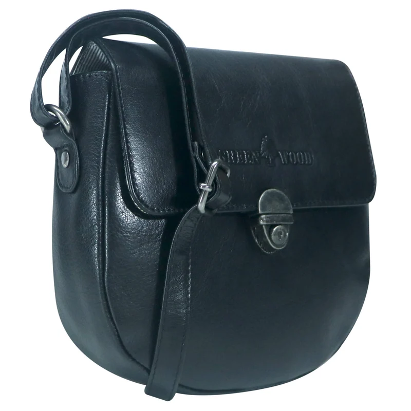 Frida Kleine Umhänge Handtasche Schwarz Leder Damentasche