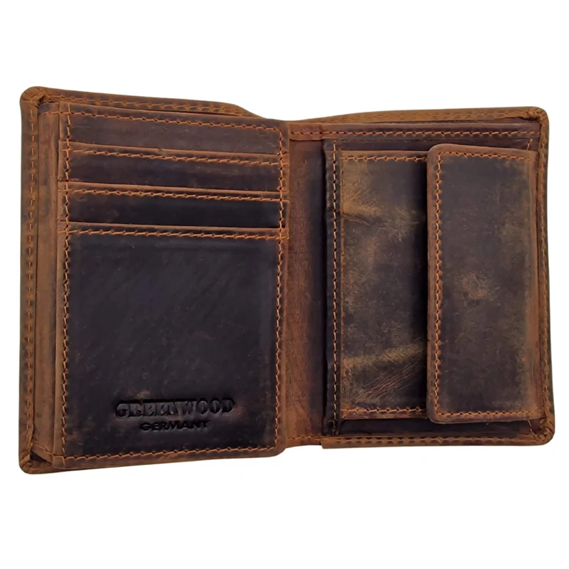 Enzo Geldbörse Herren Hochformat RFID Kleine Brieftasche Leder