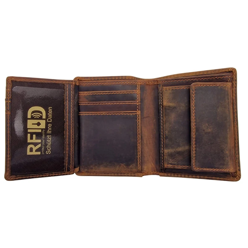 Enzo Geldbörse Herren Hochformat RFID Kleine Brieftasche Leder