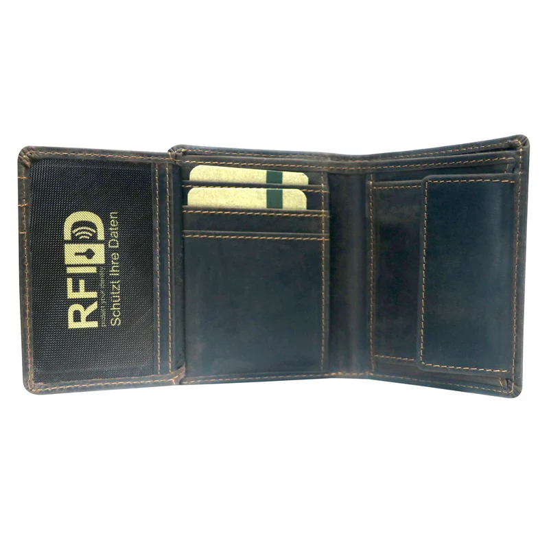 Enzo Geldbörse Herren Hochformat RFID Kleine Brieftasche Leder