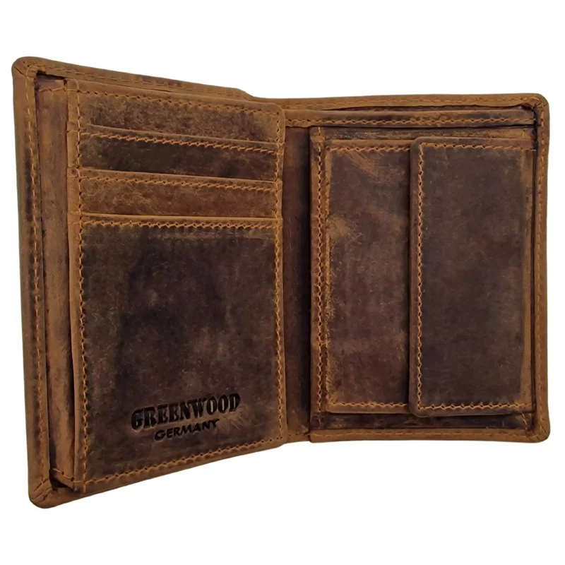 Enzo Geldbörse Herren Hochformat RFID Kleine Brieftasche Leder