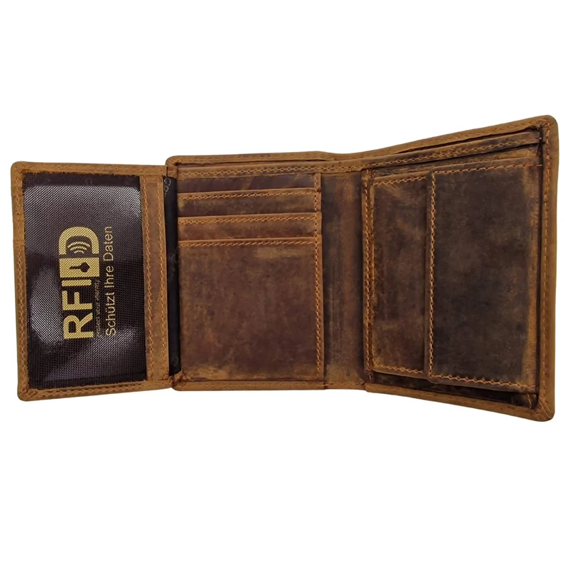 Enzo Geldbörse Herren Hochformat RFID Kleine Brieftasche Leder