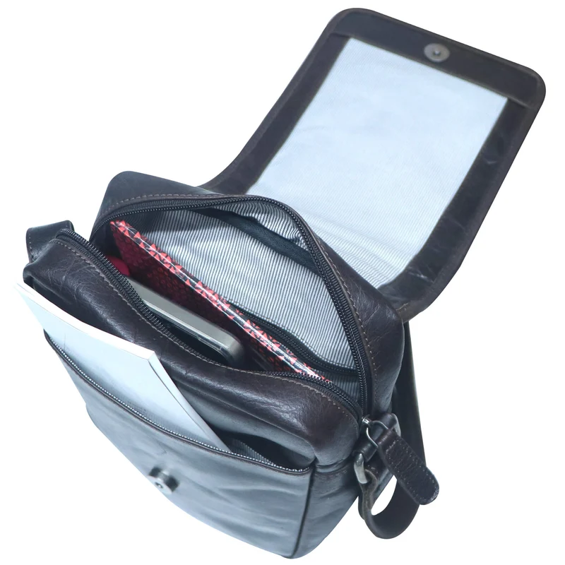 Nik Herrentasche zum Umhängen Leder Crossbody Bag Damen