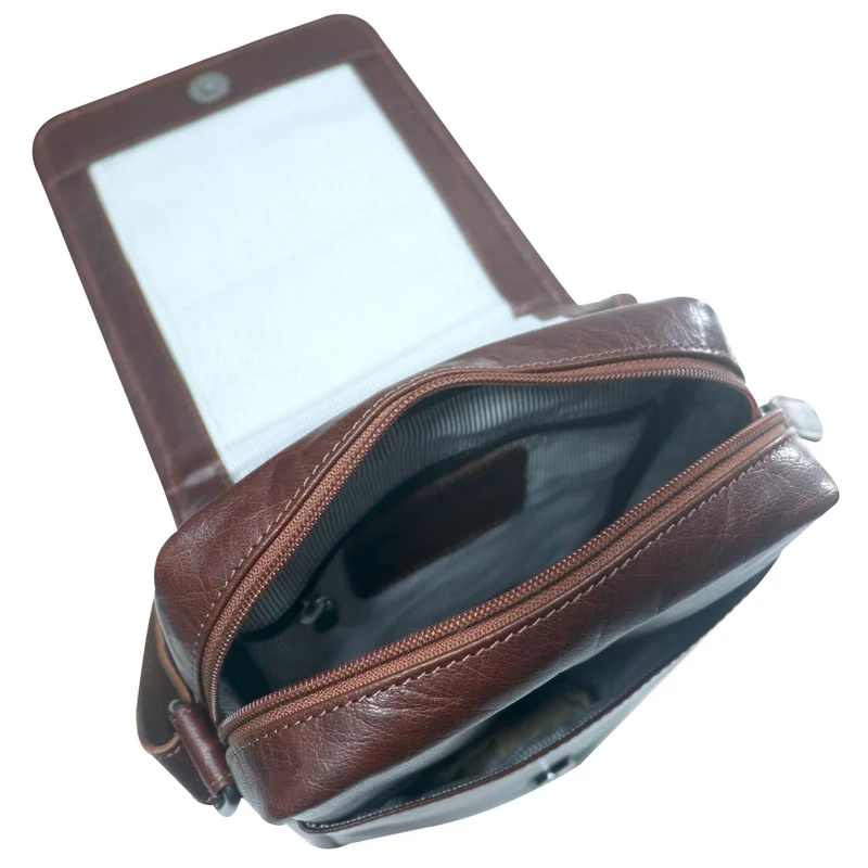 Nik Herrentasche zum Umhängen Leder Crossbody Bag Damen