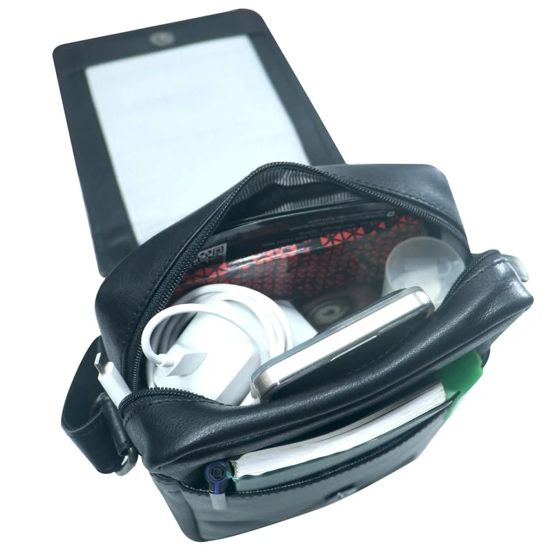 Nik Herrentasche zum Umhängen Leder Crossbody Bag Damen