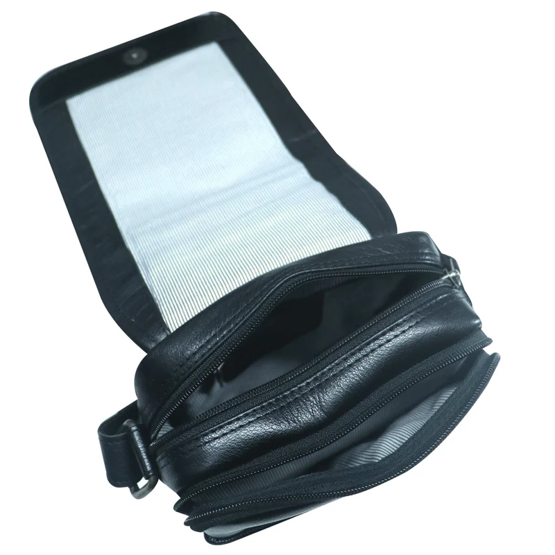 Bath Herren Umhängetasche Schwarz Leder Crossbody Damen