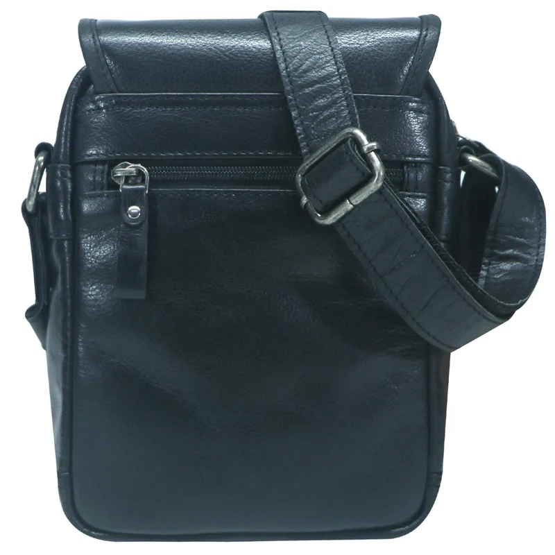 Bath Herren Umhängetasche Schwarz Leder Crossbody Damen