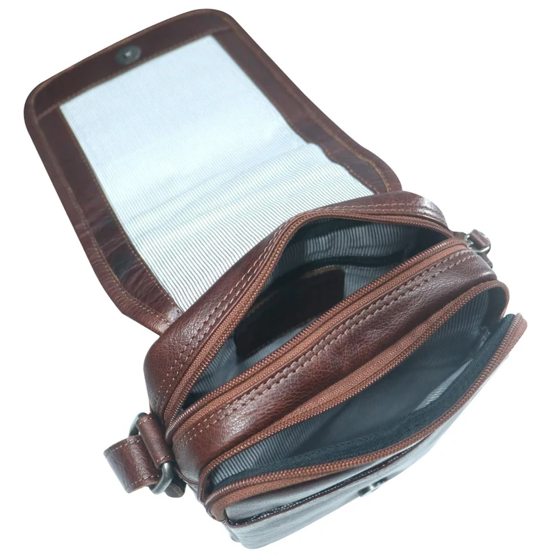 Bath Herren Umhängetasche Schwarz Leder Crossbody Damen