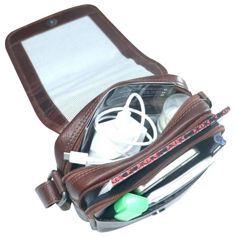 Bath Herren Umhängetasche Schwarz Leder Crossbody Damen