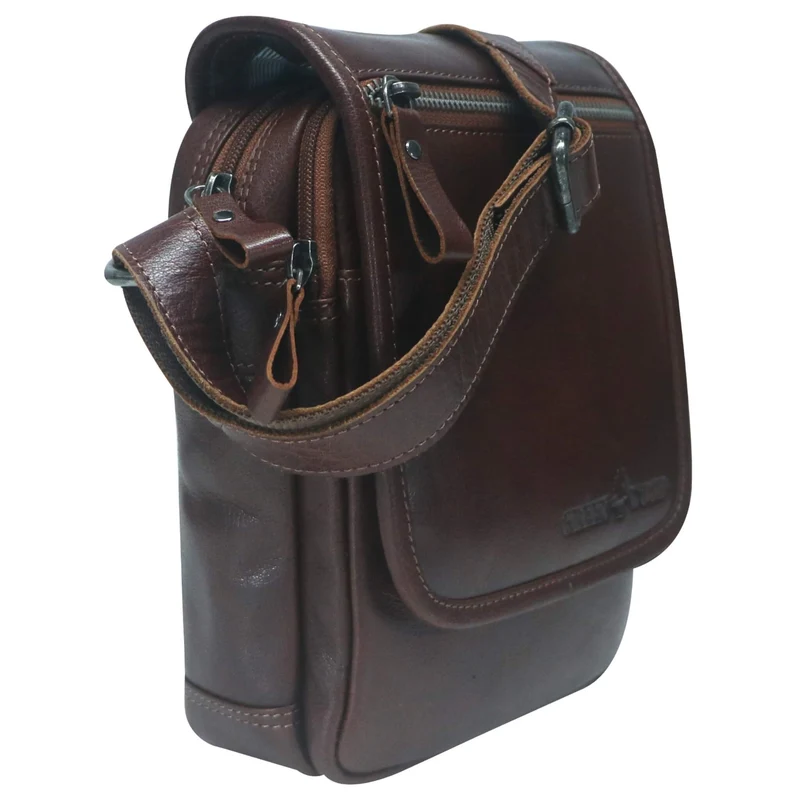 Bath Herren Umhängetasche Schwarz Leder Crossbody Damen