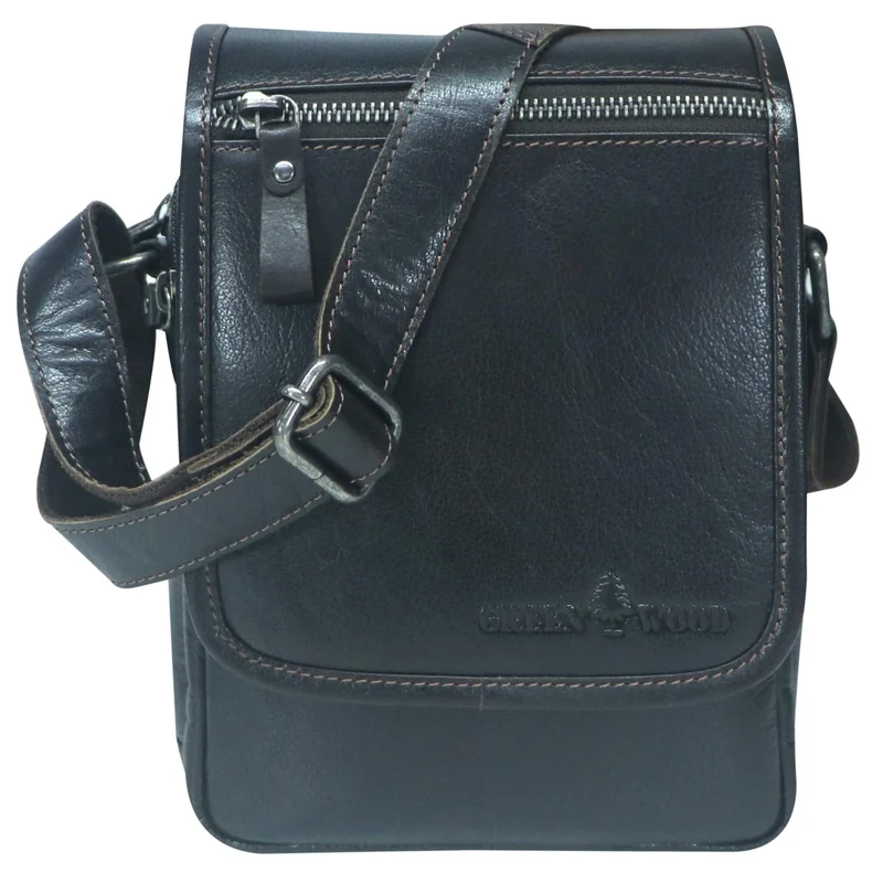 Bath Herren Umhängetasche Schwarz Leder Crossbody Damen