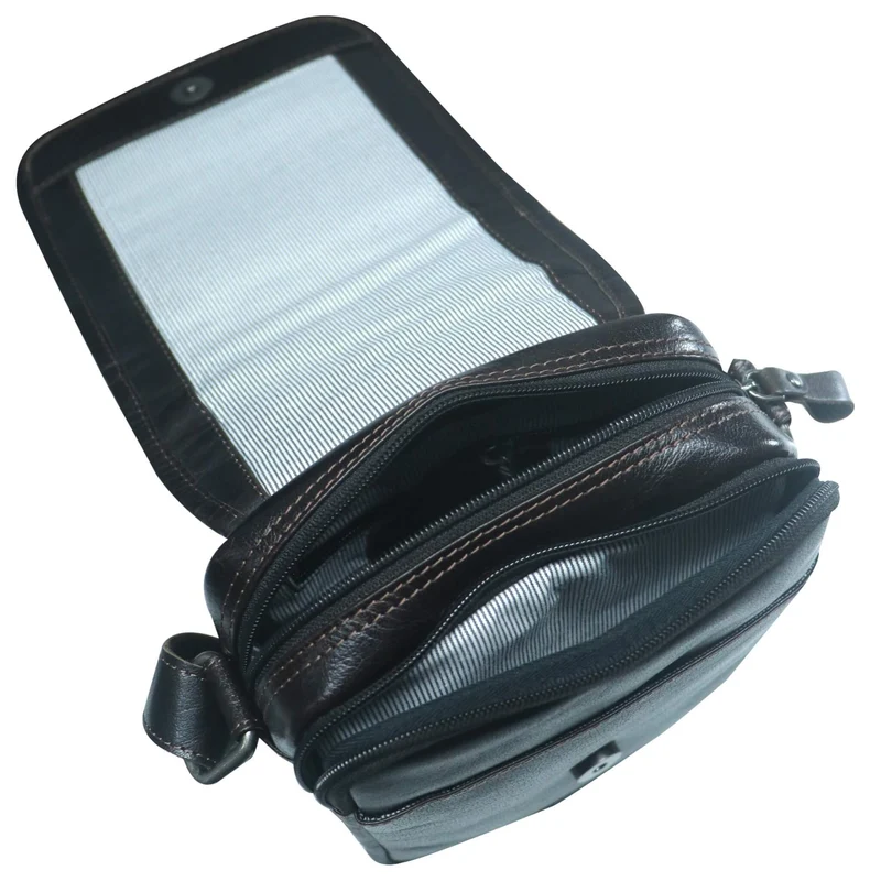 Bath Herren Umhängetasche Schwarz Leder Crossbody Damen