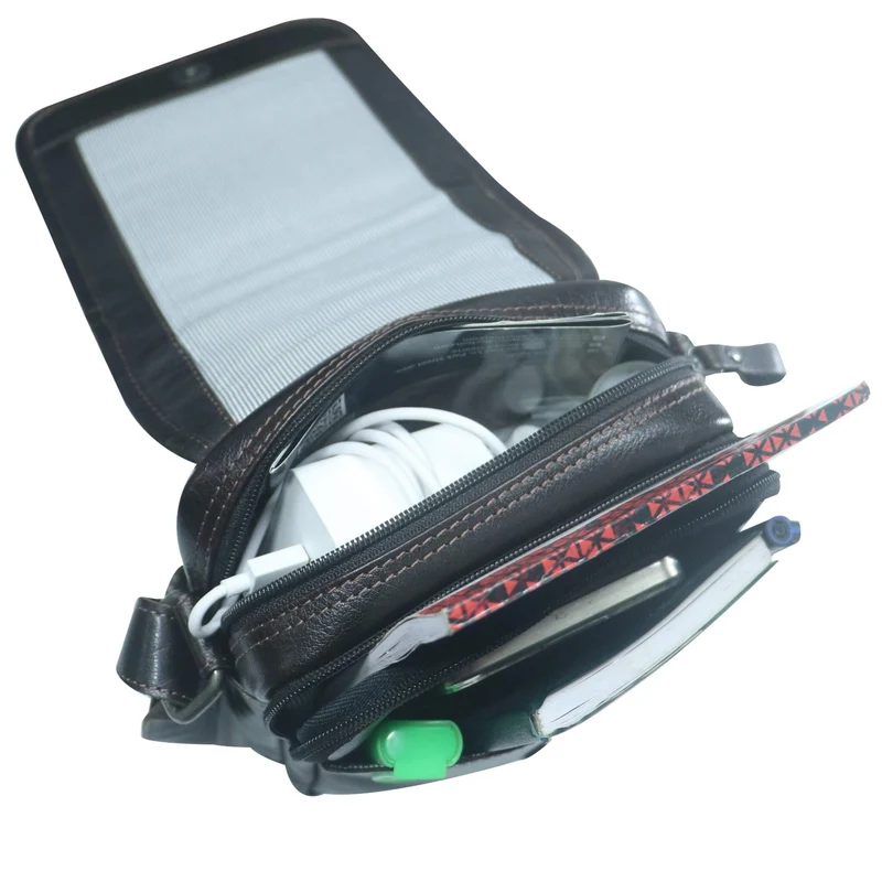 Bath Herren Umhängetasche Schwarz Leder Crossbody Damen