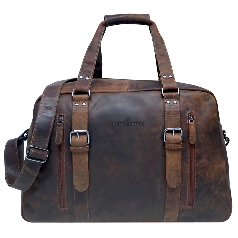 Rudy Leder Weekender Herren Duffle Bag Handgepäck Damen Vintage
