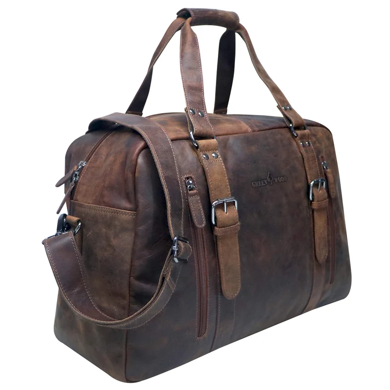 Rudy Leder Weekender Herren Duffle Bag Handgepäck Damen Vintage