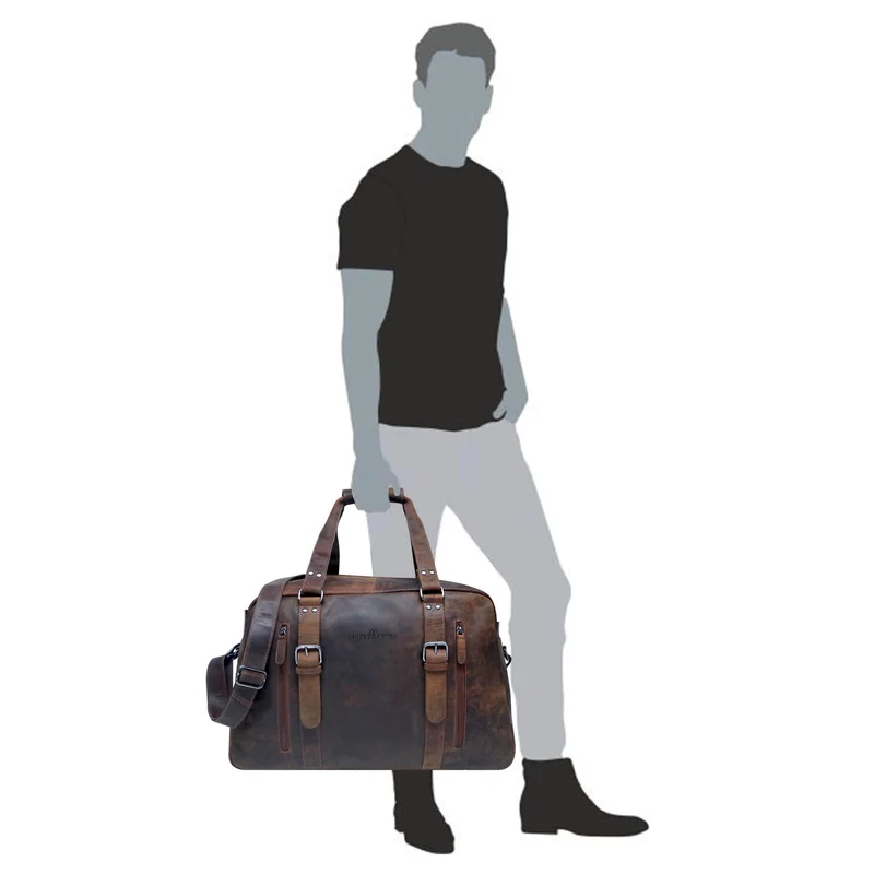 Rudy Leder Weekender Herren Duffle Bag Handgepäck Damen Vintage