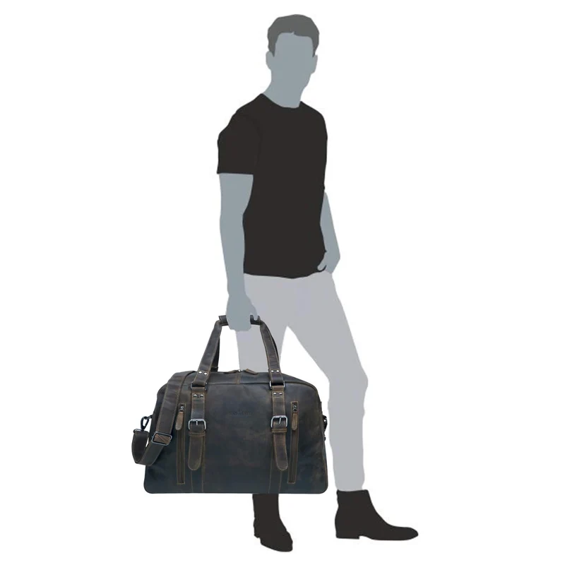 Rudy Leder Weekender Herren Duffle Bag Handgepäck Damen Vintage