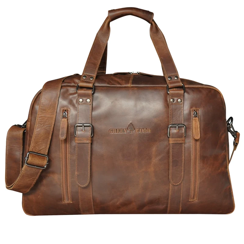 Rudy Leder Weekender Herren Duffle Bag Handgepäck Damen Vintage