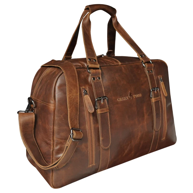 Rudy Leder Weekender Herren Duffle Bag Handgepäck Damen Vintage