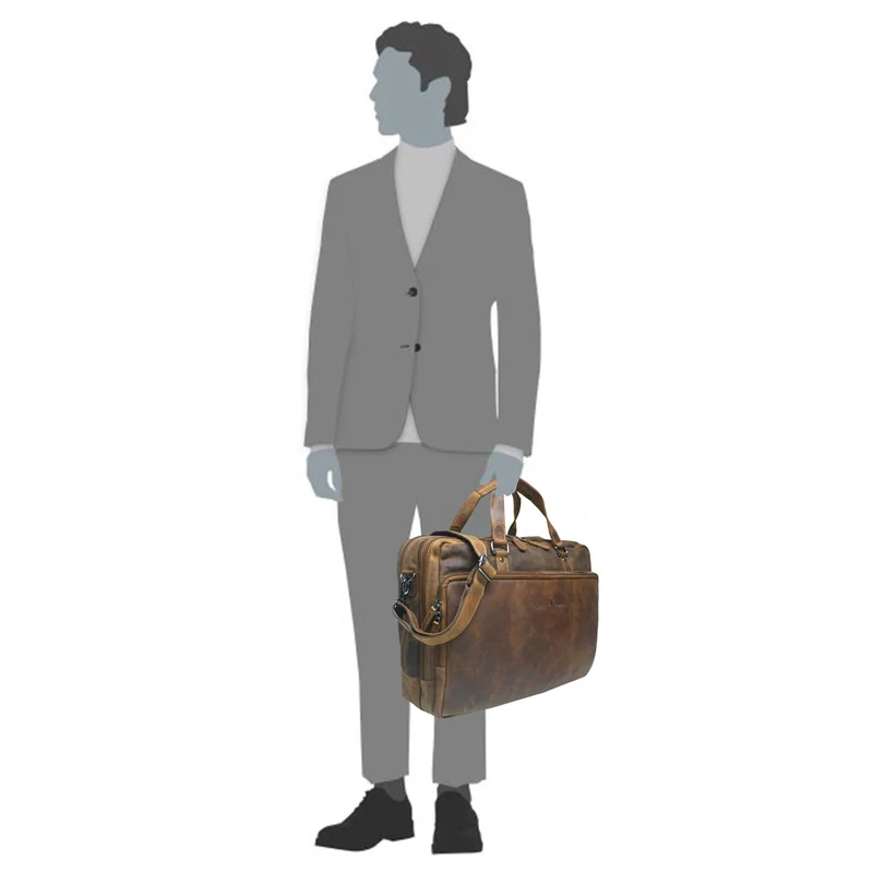 Dirk Laptoptasche Damen Leder Braun Aktentasche Herren Modern XL