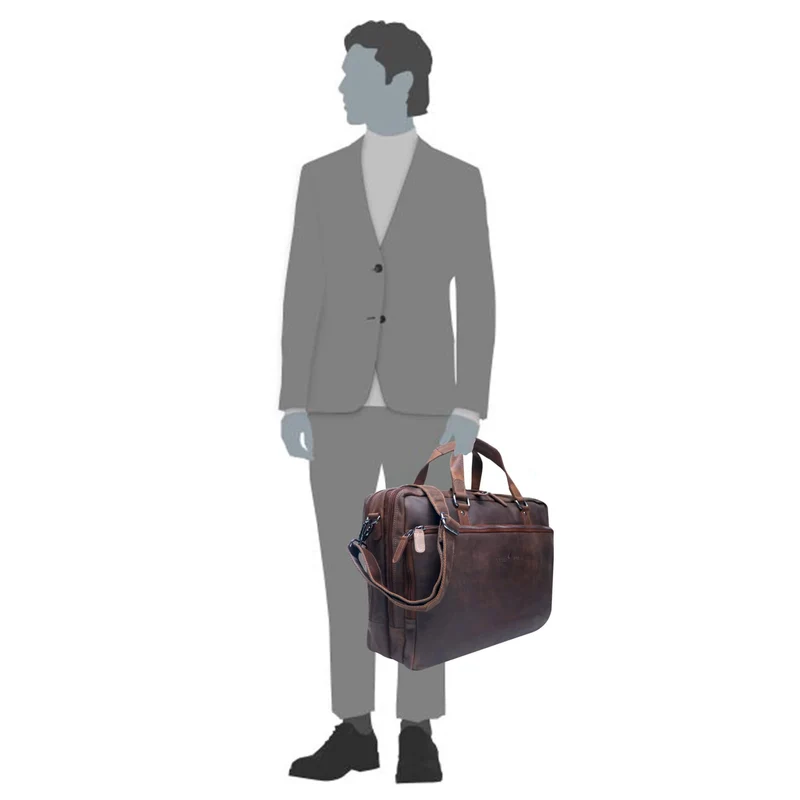 Dirk Laptoptasche Damen Leder Braun Aktentasche Herren Modern XL