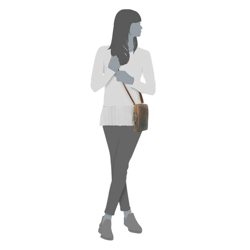 Oli Handytasche mit Reißverschluss Leder Damen Crossbody Mini Bag