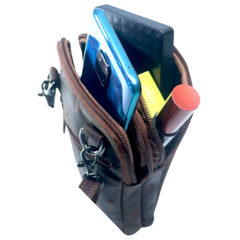 Oli Handytasche mit Reißverschluss Leder Damen Crossbody Mini Bag