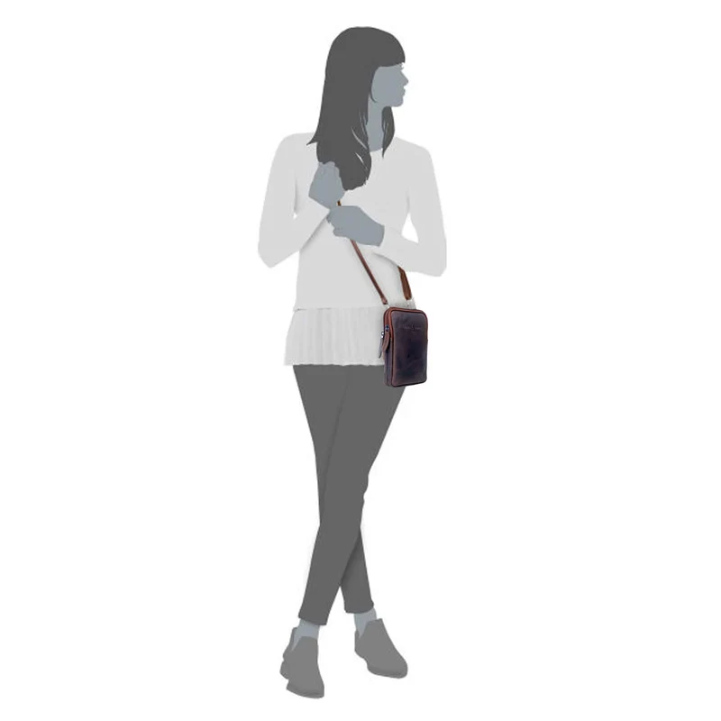 Oli Handytasche mit Reißverschluss Leder Damen Crossbody Mini Bag