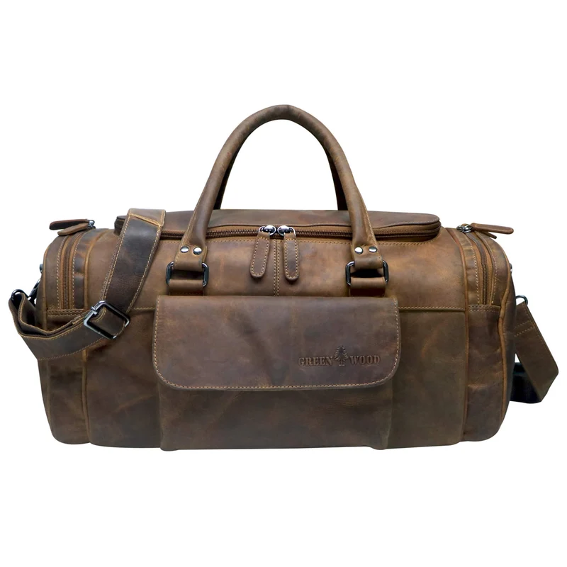 Finn Sporttasche Herren Leder Kleine Reisetasche Damen Gym Tasche