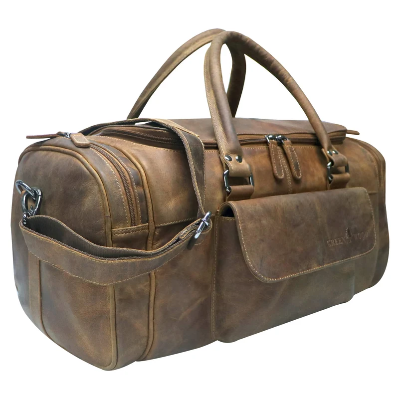 Finn Sporttasche Herren Leder Kleine Reisetasche Damen Gym Tasche