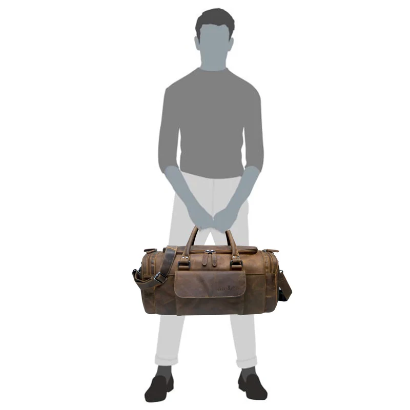 Finn Sporttasche Herren Leder Kleine Reisetasche Damen Gym Tasche