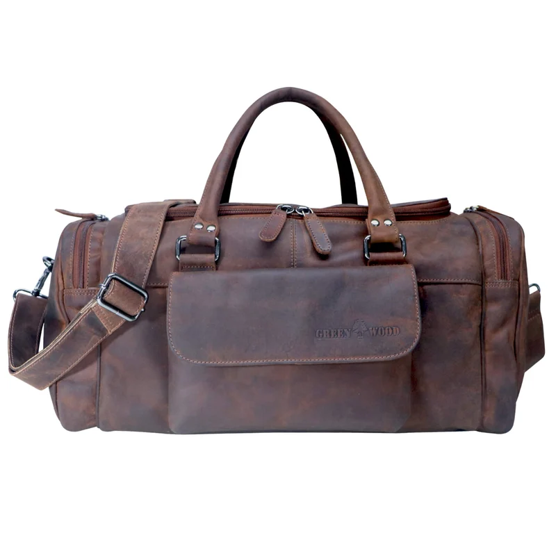 Finn Sporttasche Herren Leder Kleine Reisetasche Damen Gym Tasche