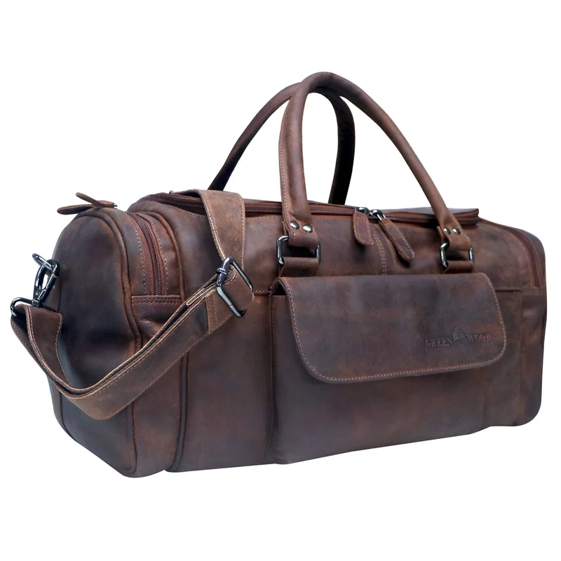 Finn Sporttasche Herren Leder Kleine Reisetasche Damen Gym Tasche