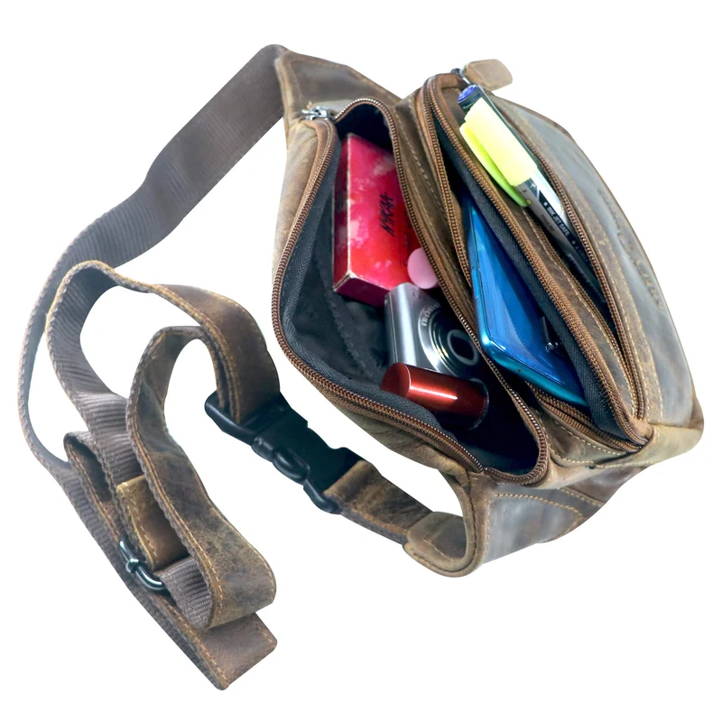 Jan Bauchtasche Damen Leder Gürteltasche Handy Herren Hüfttasche
