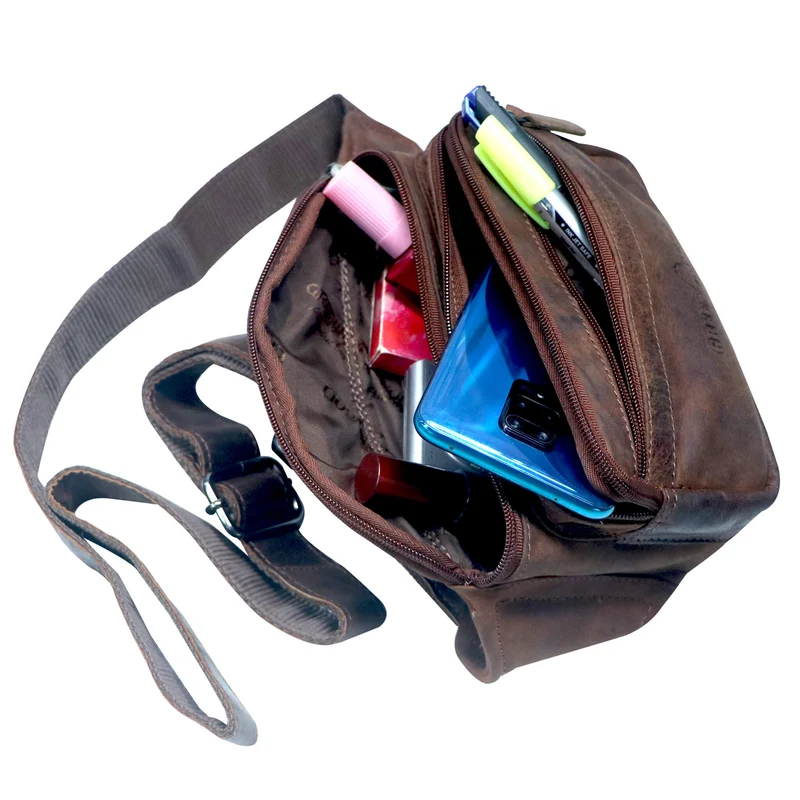 Jan Bauchtasche Damen Leder Gürteltasche Handy Herren Hüfttasche