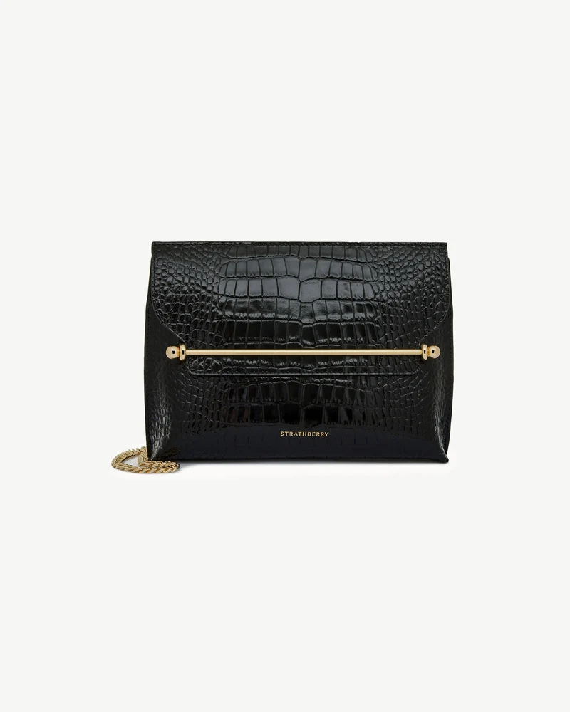 Stylist - Croc-Embossed Leather Black
