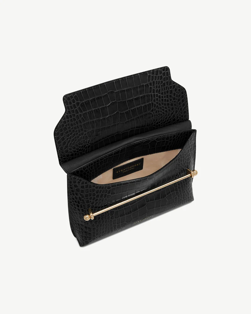 Stylist - Croc-Embossed Leather Black