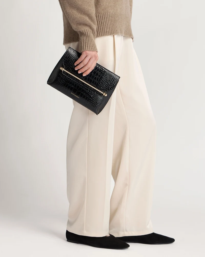 Stylist - Croc-Embossed Leather Black
