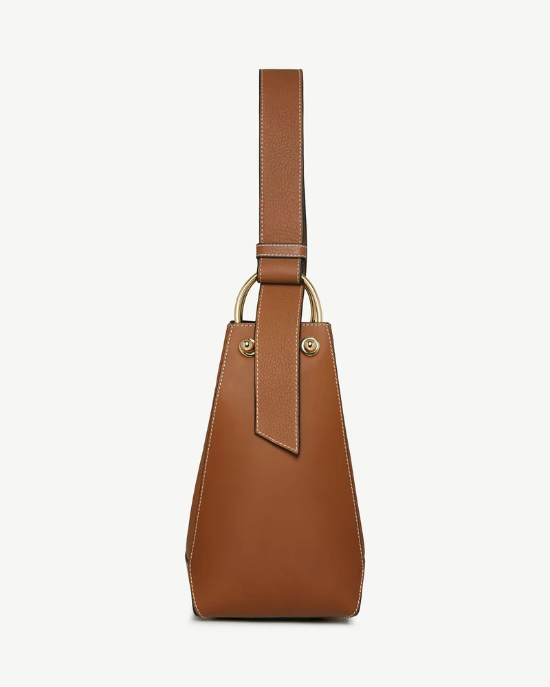 Lana Midi Bucket Bag - Tan with Vanilla Stitch